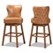 Baxton Studio Gradisca Modern Tan Faux Leather and Walnut Brown Finished Wood 2-PC Swivel Bar Stool Set 184-11402-Zoro - alternate 3